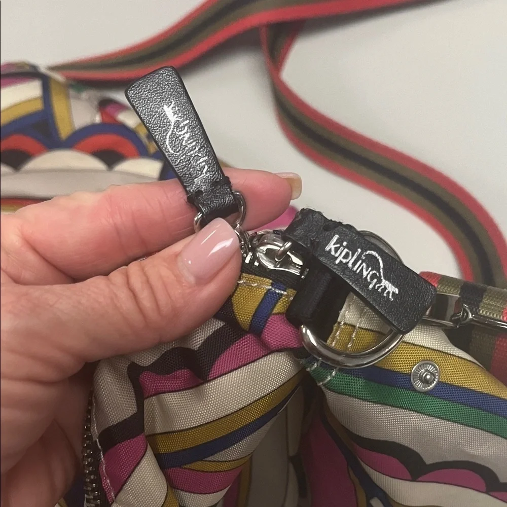 Kipling Bold Colorful Striped Women's large crossbody Bag